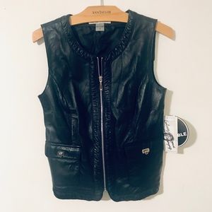 Peter Nygard Black Leather Vest (Small)